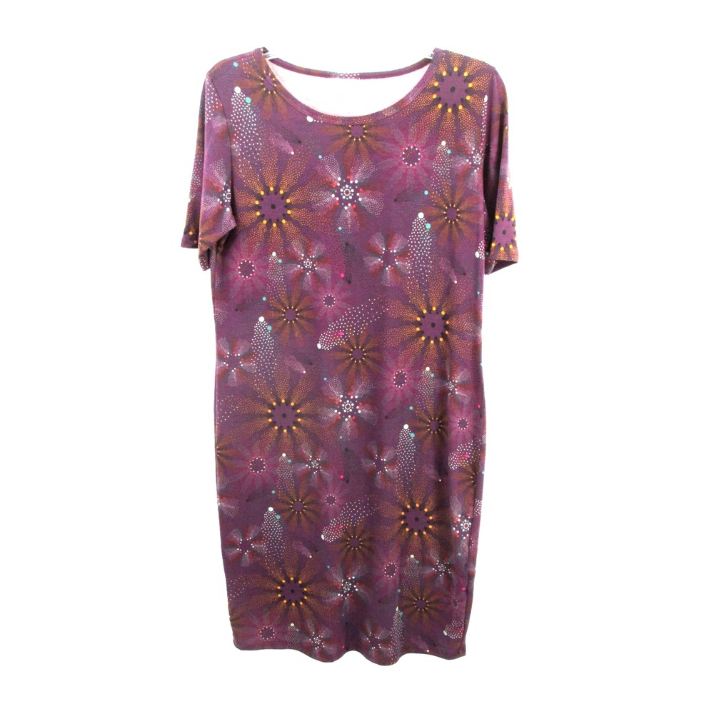 NWT LuLaRoe Julia Dress Women XL Purple Floral Midi Shift Short Sleeve Stretch